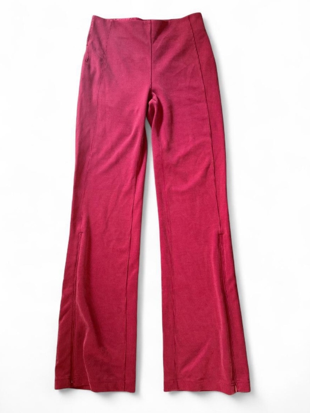 Lululemon Brushed Softstreme Ribbed Zip Flared Pants in color Pomegranate
